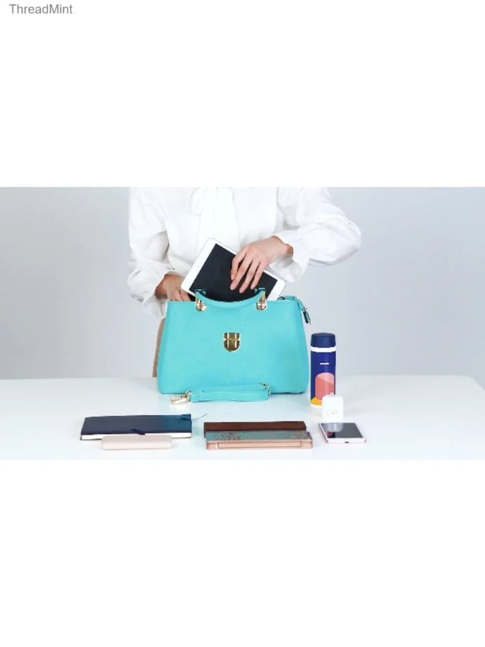 Vegan Leather Satchel Handbag Medium Tote Top Handle Purse Detachable Strap